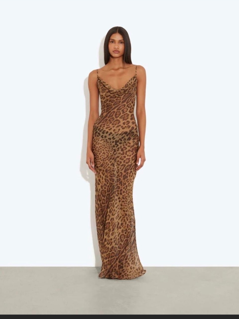 Rat & Boa Leopard-Print Valentina Cowl Slip Maxi Dress
